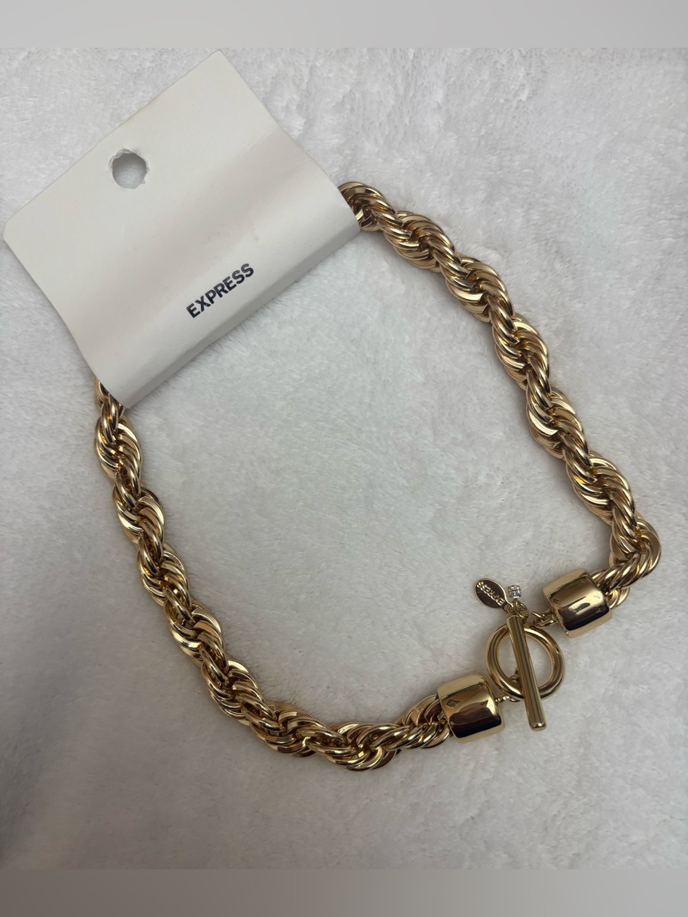 Express Gold-Tone Twisted Rope Chain Necklace - Gold - Picture 3 of 8